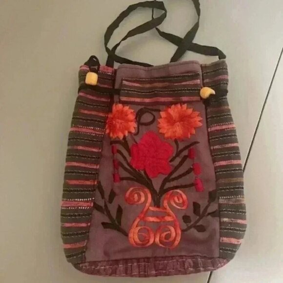 Womens Mexican Colorful Embroidery Mini Crossbody Bag Purse - Picture 1 of 9